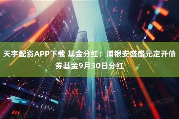 天宇配资APP下载 基金分红：浦银安盛盛元定开债券基金9月30日分红